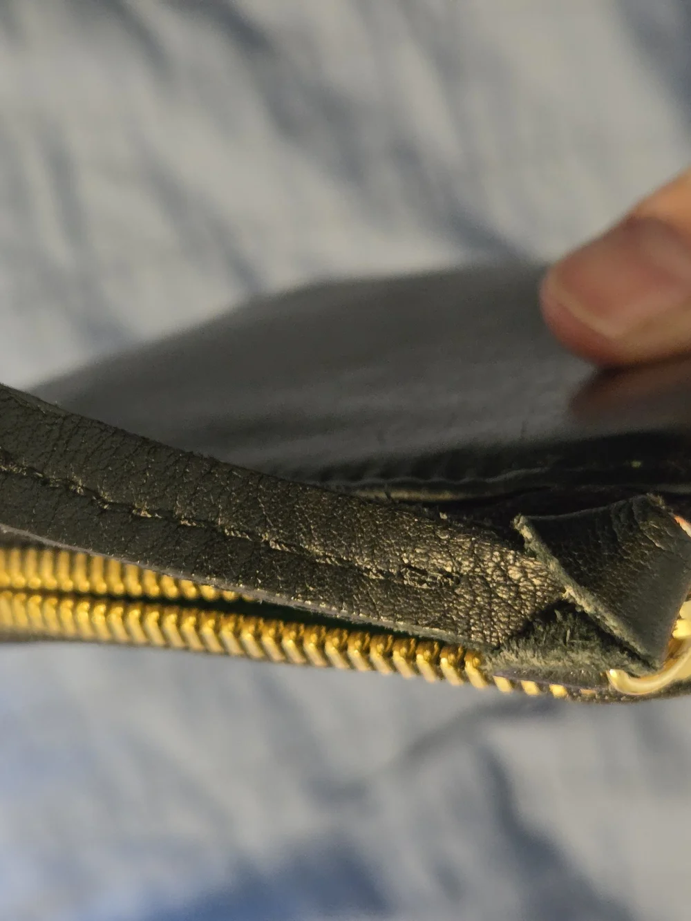 Clare V Black Leather Zip Wallet with Gold Hardware
